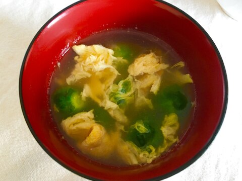包丁いらず！！コロコロ芽キャベツの中華玉子スープ♡